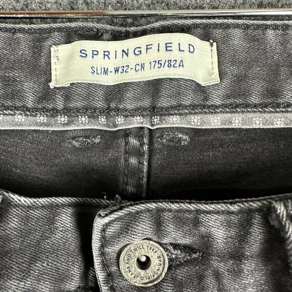 Springfield Jeans Mens 32  Slim Fit Black Wash Cotton Stretch Pockets - Picture 3 of 8